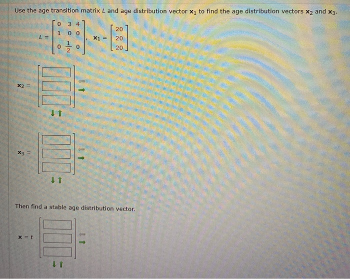 use the age transition matrix l and age distribution vector x1 to find